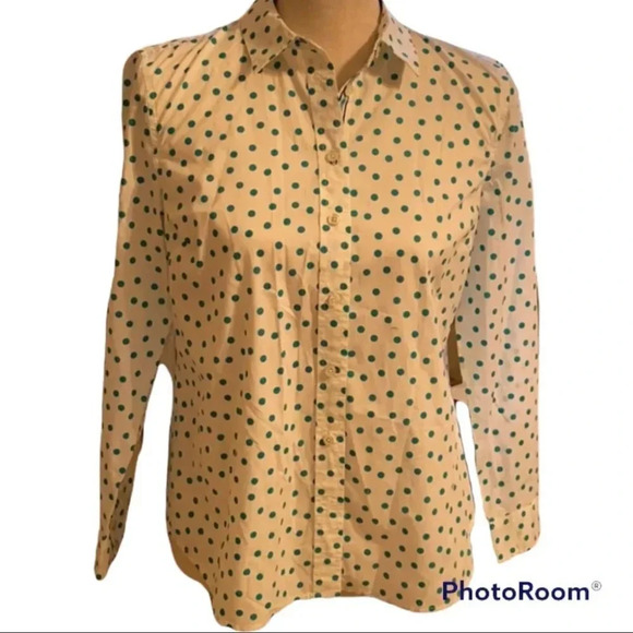 Talbots Petites Cotton Dot Button Up Blouse Small - Picture 1 of 10
